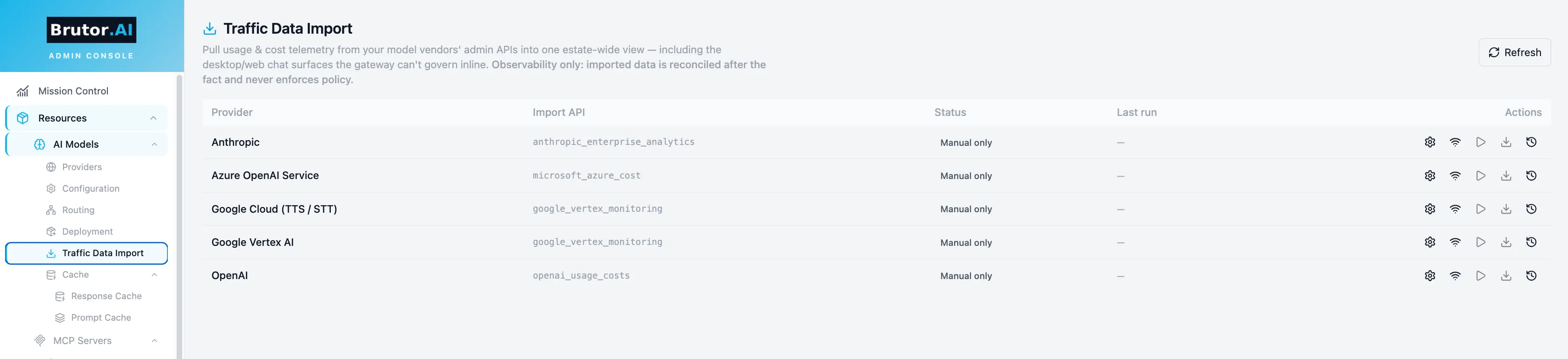 Imported, non-routable model entries in the registry