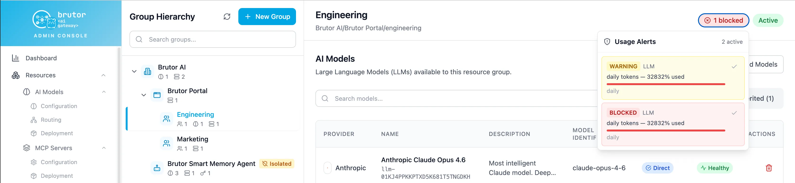 Usage alerts on a resource group